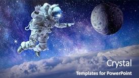  Presentation with floating - Beautiful slides featuring astronautical engineering - astronaut floating above clouds backdrop and a ocean colored foreground