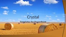  Presentation with farmland - Amazing slide set having straw bales on farmland with blue cloudy sky backdrop and a light blue colored foreground