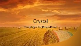  Presentation with farmland - Presentation design with straw bales on farmland with red cloudy sky background and a gold colored foreground
