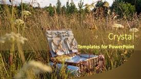  Presentation with straw - Colorful presentation theme enhanced with straw-basket-on-the-meadow backdrop and a tawny brown colored foreground