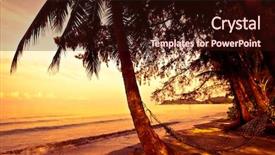  Presentation with sunset beach - PPT theme with silhouttes - straw hammock on the tropic background and a wine colored foreground