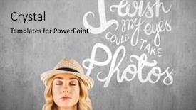  Presentation with grey black white brick - Presentation design featuring hat against white and grey background and a  colored foreground