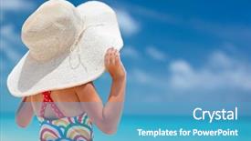  Presentation with straw - PPT theme with straw hat at tropical beach background and a teal colored foreground