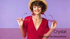  Presentation with straw - PPT layouts consisting of straw hat holding two background and a crimson colored foreground