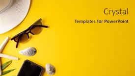  Presentation with space travel - PPT layouts consisting of straw-hat-sunglasses-smartphone-plant background and a light gray colored foreground