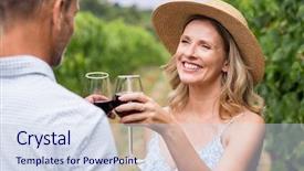  Presentation with wine tasting - Presentation with straw hat toasting whit background and a sky blue colored foreground