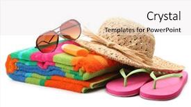  Presentation with straw - Audience pleasing presentation consisting of straw hat towel flip flops backdrop and a sky blue colored foreground