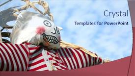  Presentation with sky blue - Beautiful theme featuring straw-stuffed-halloween-scarecrow-silhouetted backdrop and a sky blue colored foreground