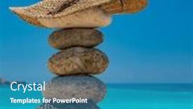  Presentation with balanced stones - Presentation theme with straw-sunhat-at-the-beach background and a teal colored foreground