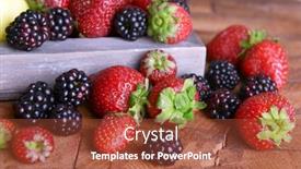  Presentation with strawberries - Colorful presentation theme enhanced with strawberries-and-blackberries-on-tray backdrop and a red colored foreground
