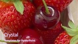  Presentation with strawberries - Presentation theme having strawberries and cherries background and a wine colored foreground
