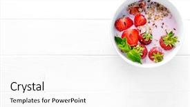  Presentation with granola - PPT layouts having strawberries and mint leaves background and a white colored foreground
