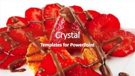  Presentation with strawberries - Theme with strawberries and slices served over white plate background and a crimson colored foreground