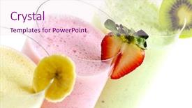  Presentation with smoothies - Beautiful PPT layouts featuring strawberries bananas - assorted fruit smoothies close up backdrop and a pink colored foreground