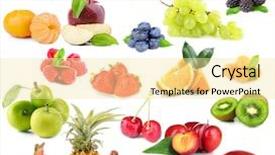  Presentation with berries - Amazing slide deck having strawberries bananas - collage of different fruits backdrop and a blonde colored foreground