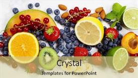  Presentation with fruits - Audience pleasing presentation theme consisting of strawberries bananas - fruits on marble background summer backdrop and a yellow colored foreground