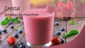  Presentation with smoothie - Slide deck consisting of strawberries bananas - glasses of fresh cold smoothie background and a coral colored foreground