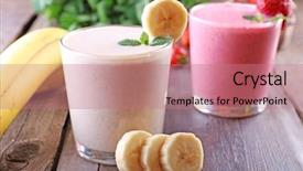  Presentation with smoothie - Colorful slide set enhanced with strawberries bananas - glasses of fresh cold smoothie backdrop and a coral colored foreground