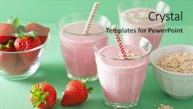 Presentation with oat - Amazing presentation design having strawberries bananas - healthy strawberry oat smoothie backdrop and a mint green colored foreground