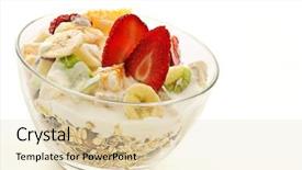  Presentation with muesli - Cool new presentation with strawberries bananas - muesli with fresh fruits backdrop and a lemonade colored foreground