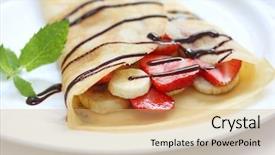  Presentation with chocolate strawberry - Amazing theme having strawberries bananas - strawberry banana crepe with chocolate backdrop and a coral colored foreground