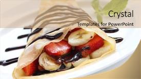  Presentation with chocolate strawberry - Theme with strawberries bananas - strawberry banana crepe with chocolate background and a coral colored foreground