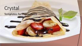  Presentation with chocolate strawberry - Colorful PPT layouts enhanced with strawberries bananas - strawberry banana crepe with chocolate backdrop and a coral colored foreground