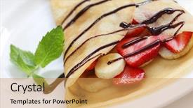  Presentation with chocolate strawberry - Slides having strawberries bananas - strawberry banana crepe with chocolate background and a yellow colored foreground