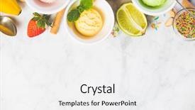  Presentation with marble pink - Amazing PPT layouts having strawberries bananas - top view of ice cream backdrop and a white colored foreground