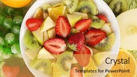  Presentation with fresh fruits salad on white - PPT theme featuring strawberries bananas - useful fruit salad of fresh background and a yellow colored foreground