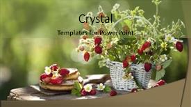  Presentation with passion fruit - PPT theme featuring strawberries bunch and flower background and a yellow colored foreground