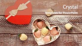  Presentation with chocolate strawberry - Beautiful slide deck featuring strawberries covered with colorful chocolate backdrop and a coral colored foreground