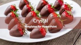 Presentation with chocolate strawberry - Presentation theme featuring strawberries covered with dark chocolate background and a tawny brown colored foreground