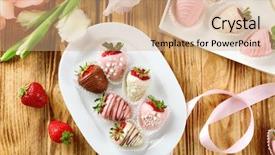  Presentation with chocolate covered strawberries - Colorful theme enhanced with strawberries covered with different chocolate backdrop and a coral colored foreground