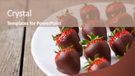  Presentation with chocolate covered strawberries - Presentation theme consisting of strawberries dipped in chocolate sauce background and a coral colored foreground