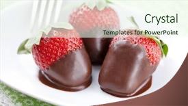  Presentation with chocolate covered strawberries - Presentation theme with strawberries dipped in dark chocolate background and a cream colored foreground