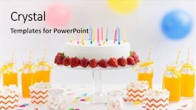  Presentation with party candles - Presentation theme consisting of party food and festive concept background and a lemonade colored foreground