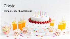  Presentation with party candles - PPT theme with party food and festive concept background and a white colored foreground