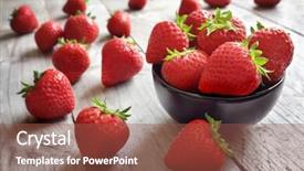  Presentation with antioxidant - PPT theme having strawberries fresh picked in a bowl on wood table antioxidant organic superfood concept for healthy eating and nutrition background and a tawny brown colored foreground