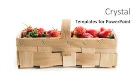  Presentation with strawberries - Slide set with strawberries-in-a-basket-isolated background and a white colored foreground