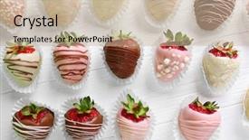  Presentation with chocolate strawberry - Colorful slides enhanced with strawberries in different chocolate backdrop and a soft green colored foreground