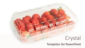  Presentation with plastic bag - PPT layouts featuring strawberries-in-plastic-bag-isolated background and a sky blue colored foreground
