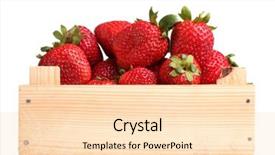  Presentation with flowers on white wooden - Presentation design enhanced with strawberries in wooden box isolated on white background and a lemonade colored foreground