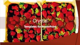  Presentation with strawberries - Slide set with strawberries-in-wooden-box background and a tawny brown colored foreground