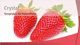  Presentation with strawberries - PPT theme featuring strawberries-isolated-over-white-background background and a lemonade colored foreground