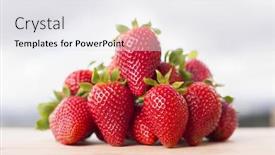  Presentation with strawberries - Cool new PPT theme with strawberries-on-garden-s-table backdrop and a sky blue colored foreground