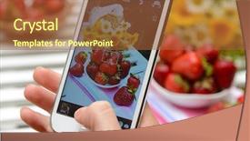  Presentation with mobile health - Slide set featuring strawberries on mobile phone background and a  colored foreground