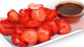  Presentation with strawberries - PPT theme enhanced with strawberries on plate with chocolate background and a  colored foreground