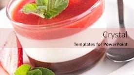  Presentation with chocolate strawberry - Colorful slide set enhanced with strawberry and chocolate mousse dessert backdrop and a coral colored foreground