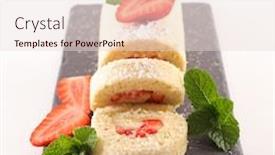  Presentation with ice cream strawberry - Colorful slide deck enhanced with roll cake - strawberry and cream pie backdrop and a lemonade colored foreground